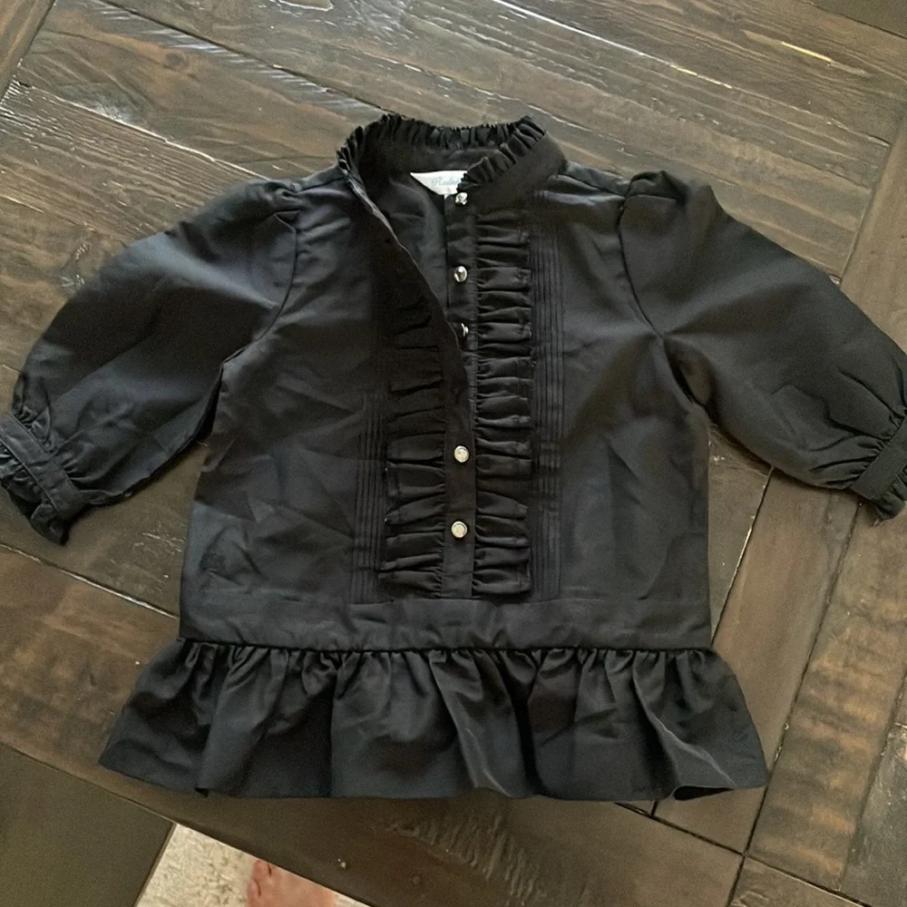 Ralph Lauren black top 6 m jewel button blouse